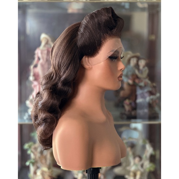 Rockabilly Inspired Brunette Lacefront Wig - Picture 3 of 4